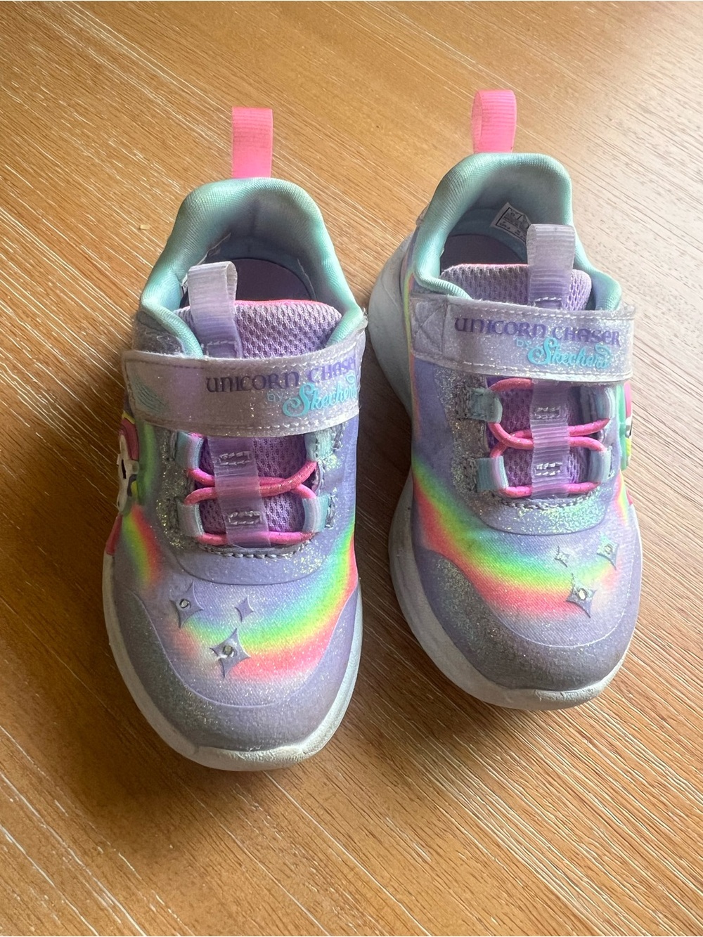 Skechers Unicorn Chaser Kids' Rainbow Glitter Sneakers - light up